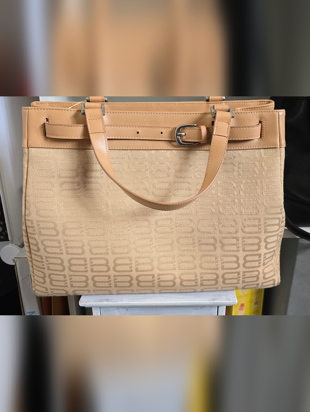 🛑SOLD🛑 BALENCIAGA Monogram Tan Tote Bag - Elegant Everyday Carry
